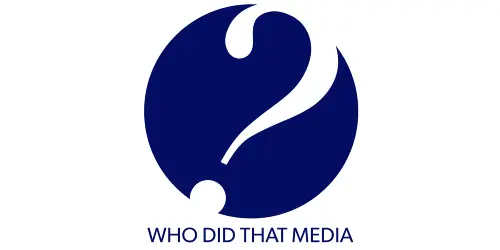 A blue circle with the words " who did that media ?" underneath it.